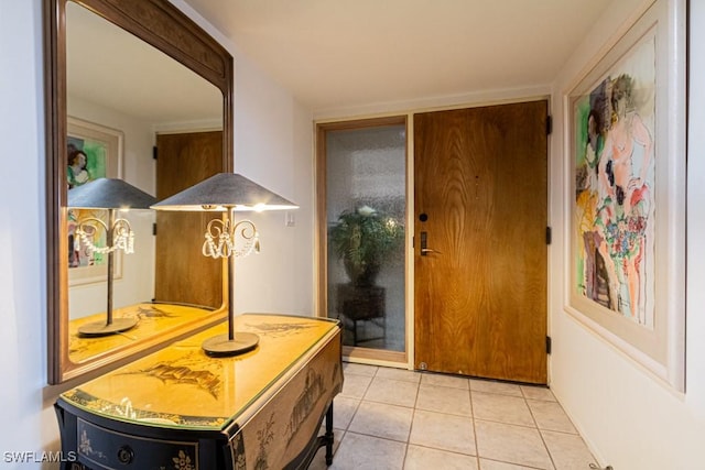 interior space with light tile patterned floors