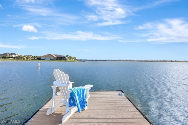 view of dock featuring a water view