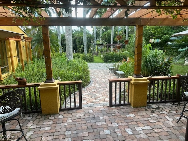 view of patio / terrace featuring a pergola