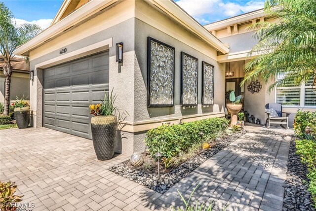 exterior space featuring a garage