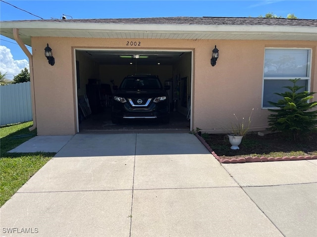 view of garage