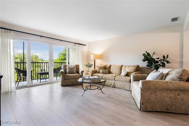 living room with light wood-type flooring