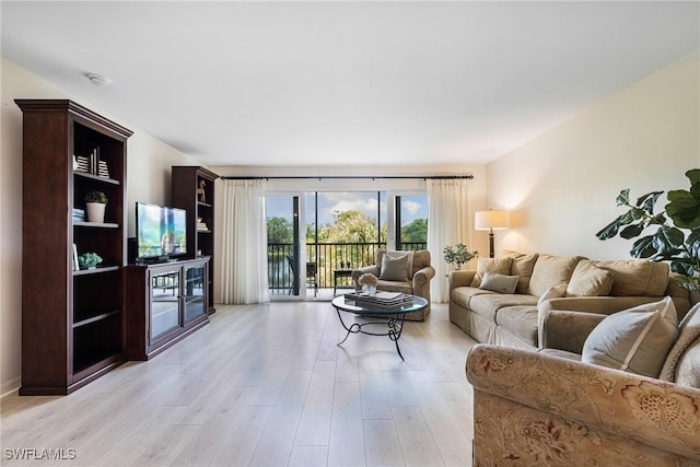 living room featuring light wood-type flooring