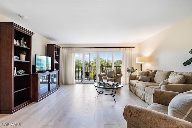 living room featuring light hardwood / wood-style floors