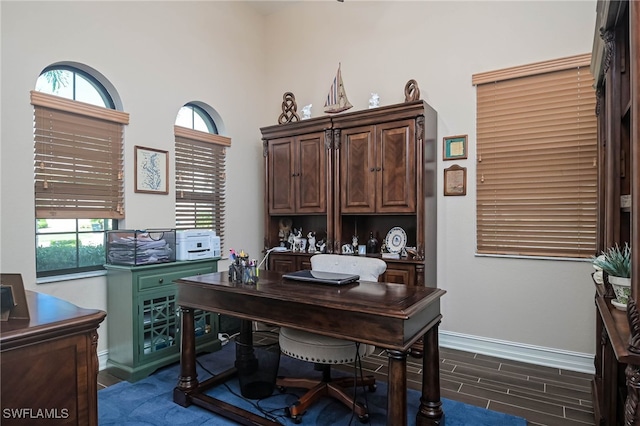 office featuring dark hardwood / wood-style flooring