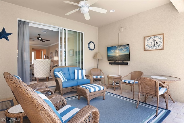 view of patio / terrace with outdoor lounge area and ceiling fan