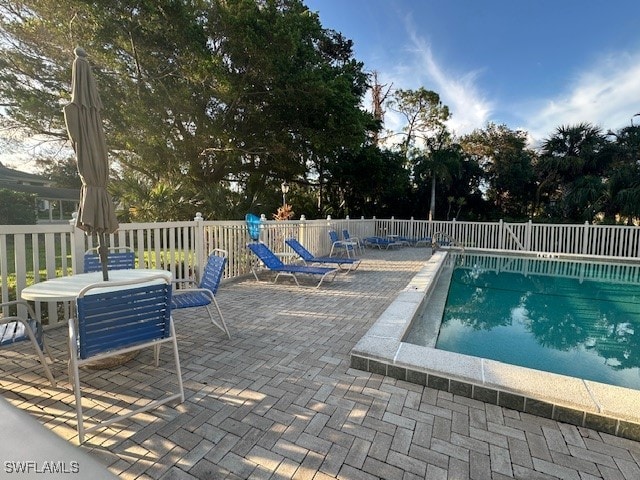 view of swimming pool with a patio