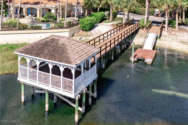 dock area featuring a water view