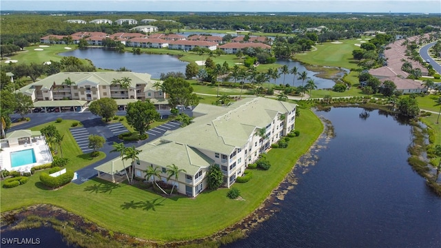 bird's eye view featuring a water view