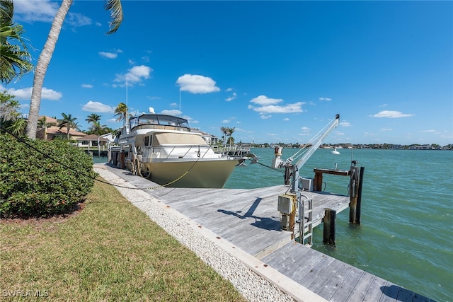 view of dock featuring a water view