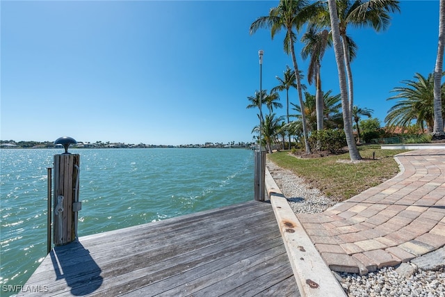 view of dock featuring a water view