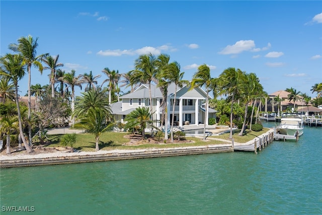 dock area featuring a water view