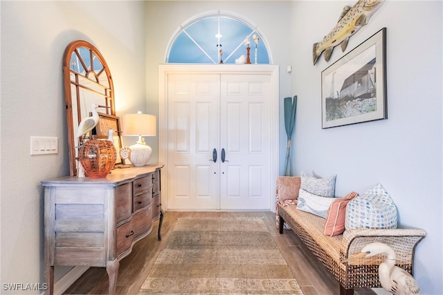 entryway with dark wood-type flooring