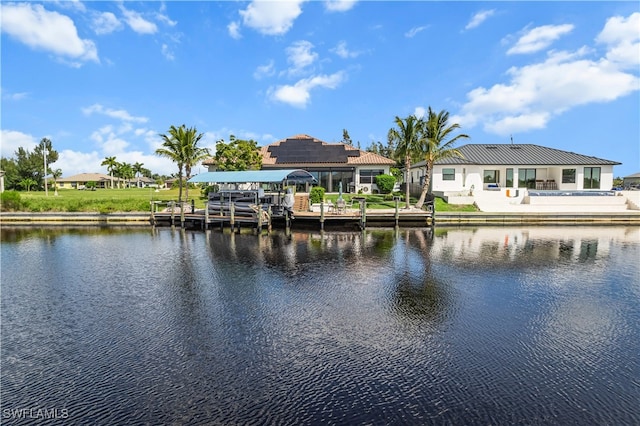 view of water feature featuring a dock