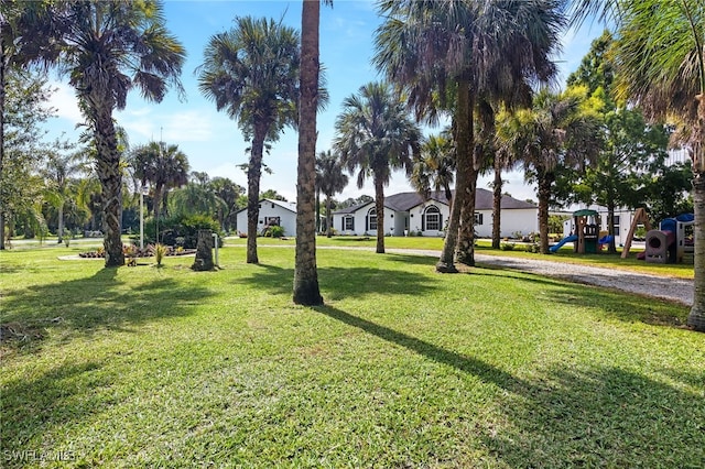 view of yard with a playground