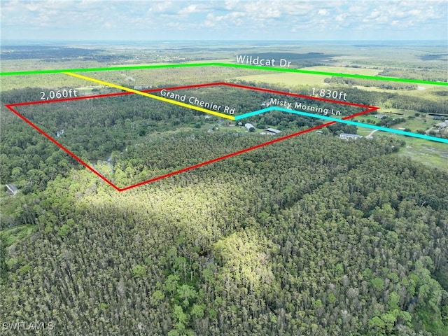 17800 Grand Chenier Rd, Fort Myers, FL 33913 - aerial overview of property's location with a forest and property boundaries highlighted