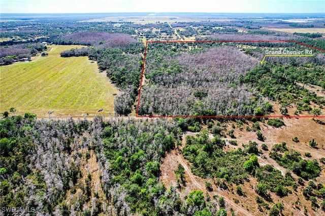 drone / aerial view with a rural view