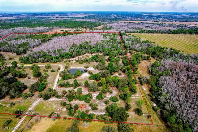 bird's eye view with a rural view