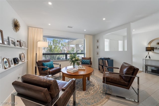 living room with light wood-type flooring