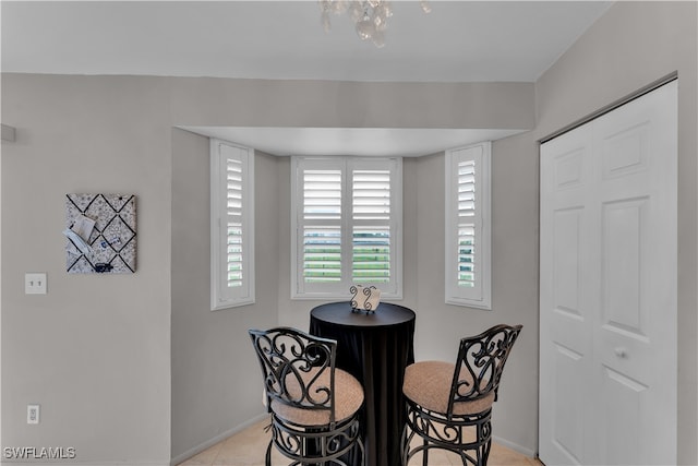 view of tiled dining space