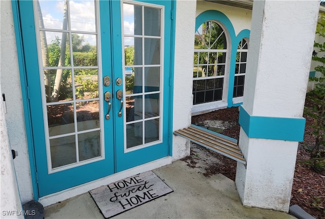 view of exterior entry with french doors