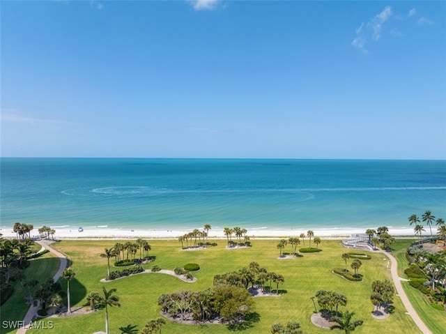 property view of water with a beach view