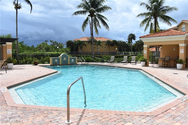 view of pool featuring a patio area