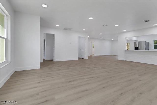 unfurnished living room featuring light hardwood / wood-style floors