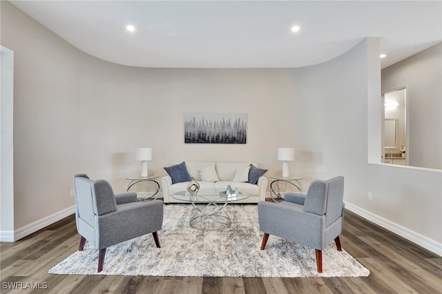 living room with wood-type flooring