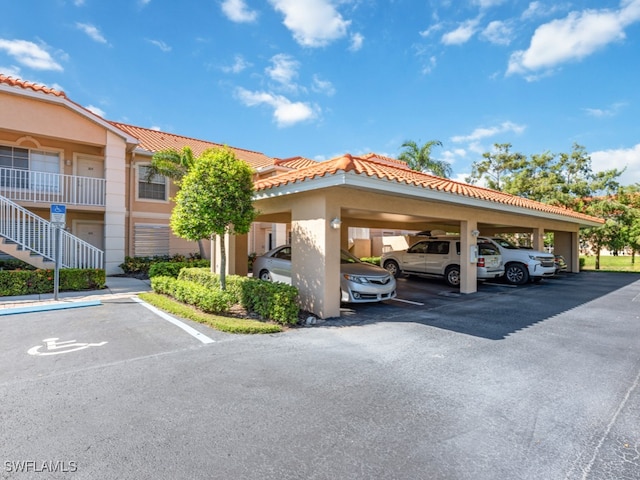 view of parking featuring a carport