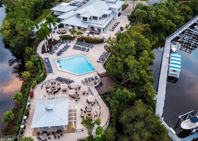 455 Cove Tower Dr Unit 1704, Naples, FL 34110 - aerial view of property and surrounding area featuring a pool