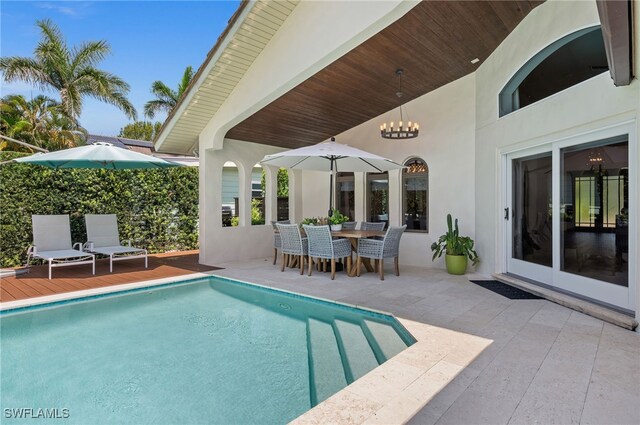 view of swimming pool featuring a patio