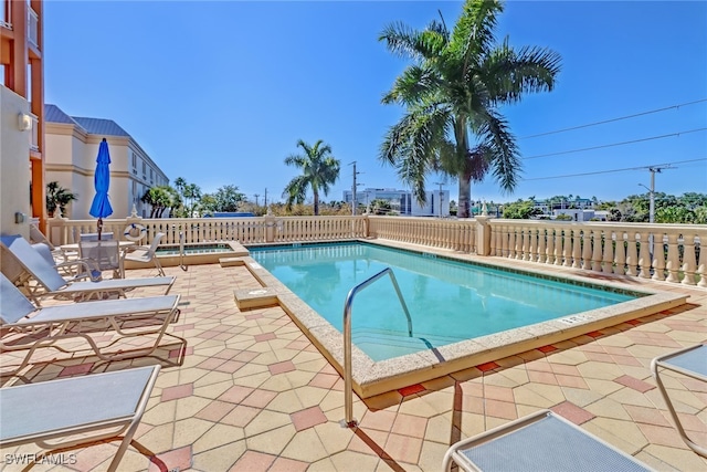 view of pool featuring a patio area