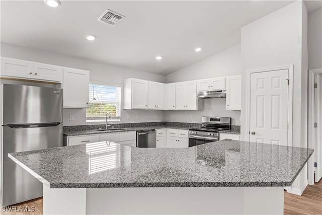 kitchen with white cabinets and stainless steel appliances