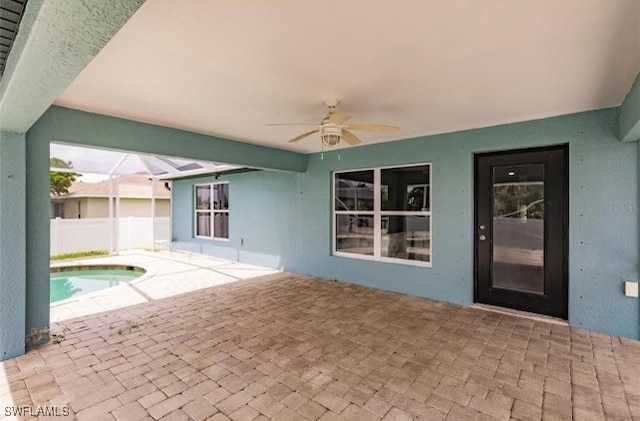 view of patio / terrace with ceiling fan