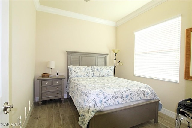 11599 Meadowrun Cir, Fort Myers, FL 33913 - bedroom with dark wood-style flooring, crown molding, baseboards, and multiple windows