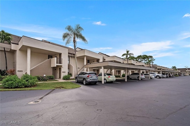 view of covered parking lot