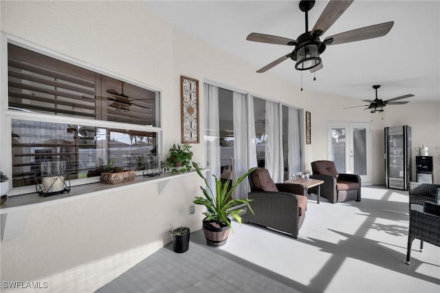 view of patio with ceiling fan