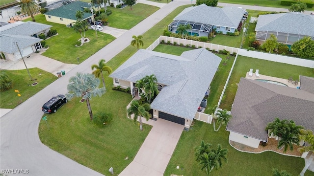 aerial view with a residential view