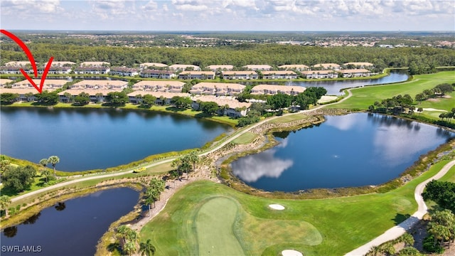 bird's eye view featuring a water view