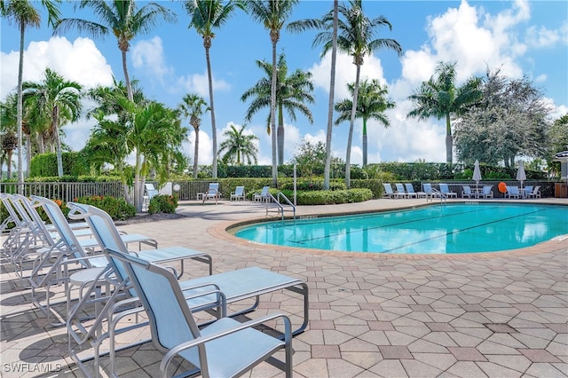 view of pool featuring a patio area