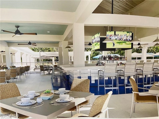 dining room with ceiling fan