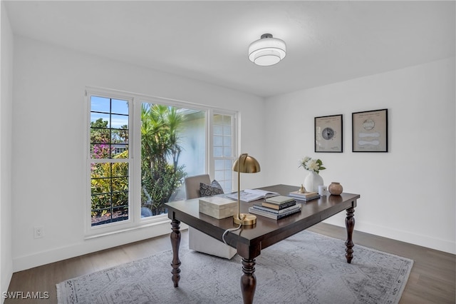 office area featuring hardwood / wood-style flooring