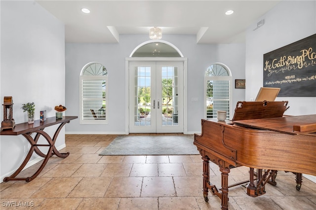 entrance foyer featuring french doors