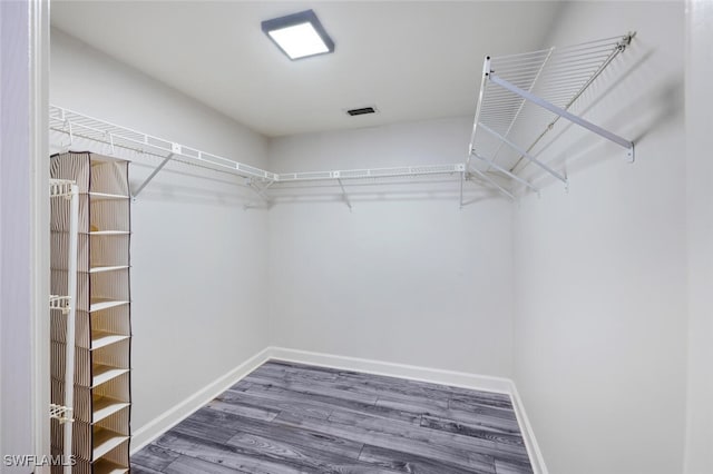 walk in closet featuring dark hardwood / wood-style floors