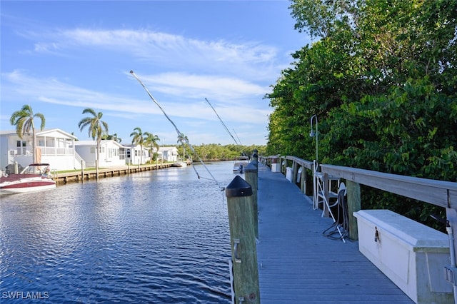 view of dock featuring a water view