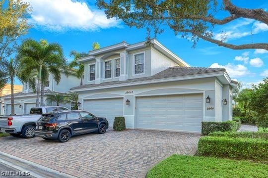 view of front of property with a garage