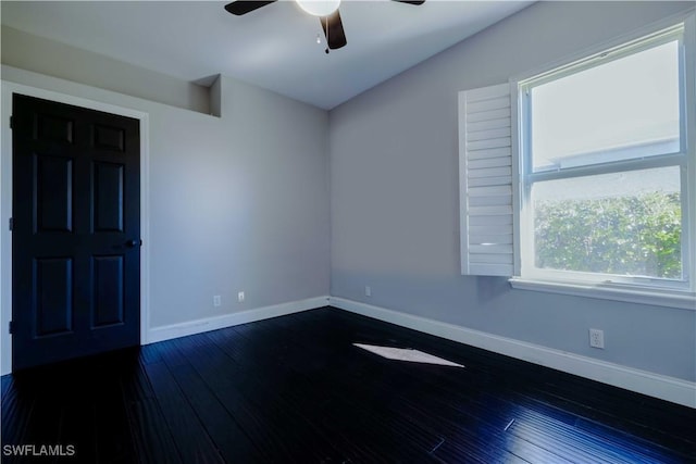 20730 Groveline Ct, Estero, FL 33928 - unfurnished room with a ceiling fan and dark wood-style floors