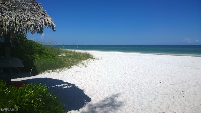 property view of water featuring a view of the beach