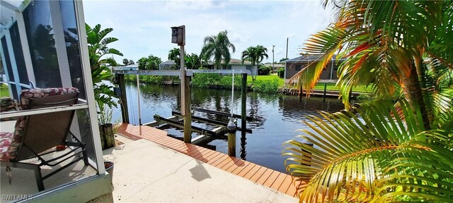 view of dock featuring a water view